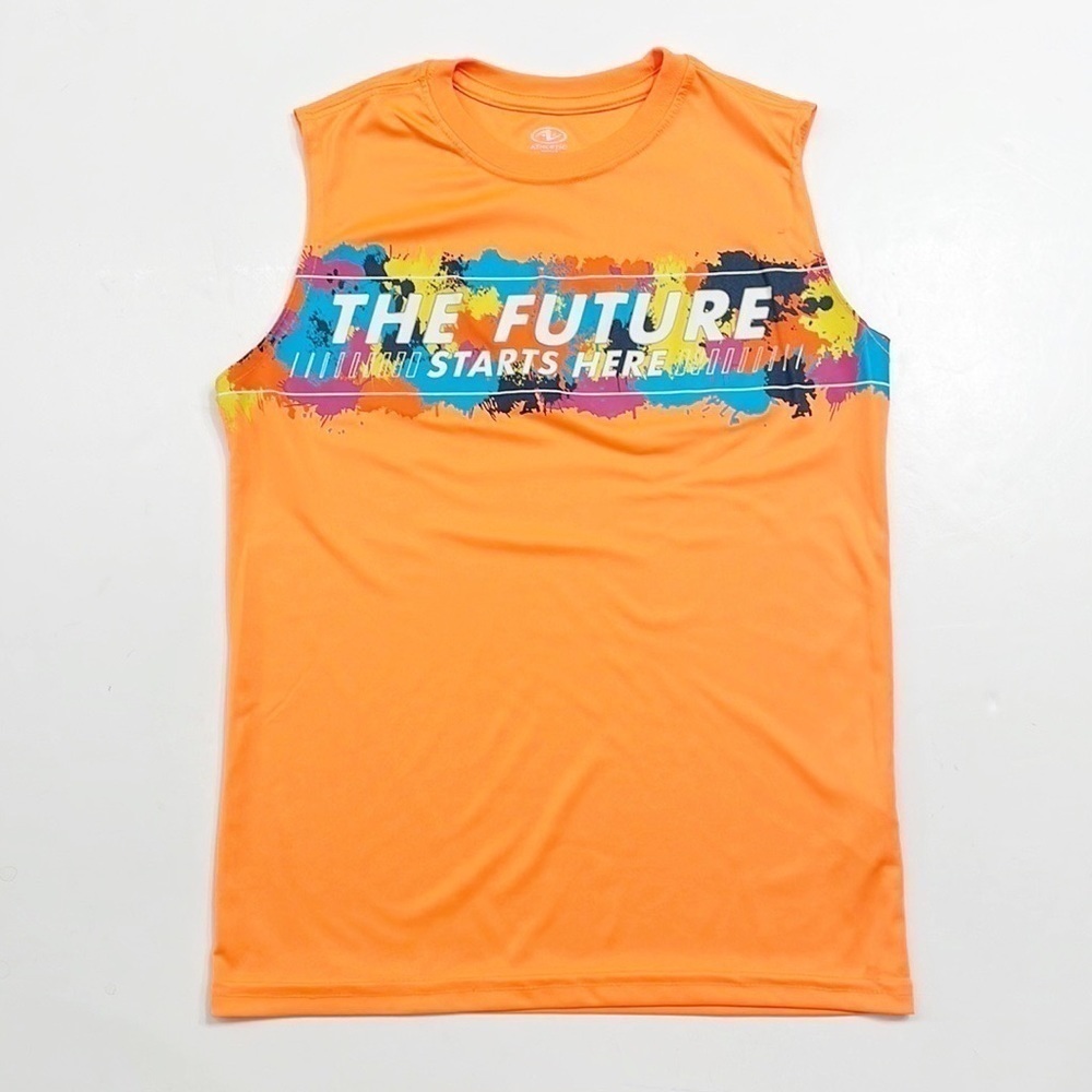Athletic Works boys neon orange tank top
